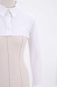 Beyaz-%100 Pamuklu Gömlek Yaka Düğmeli Crop İçlik thumbnail 3