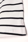 Ekru-Siyah-Pamuklu Çizgili İçlik Gömlek Etek - 3
