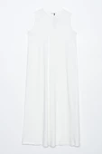 Beyaz-Pamuklu Bisiklet Yaka Likralı Kolsuz İçlik Elbise thumbnail 6