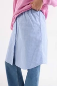 Mavi-Beyaz-Pamuklu Kareli Gömlek Etek thumbnail 1
