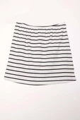 Ekru-Siyah-Pamuklu Çizgili İçlik Gömlek Etek - 4