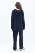 İndigo-KAPÜŞONLU KANGURU CEPLİ PANTOLONLU TAKIM thumbnail 4