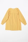Sarı-Fırfır Detaylı Pamuklu Bisiklet Yaka Gömlek Tunik thumbnail 7