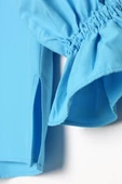 Turkuaz-Arkası Pile Detaylı Hakim Yaka Gömlek Tunik thumbnail 7
