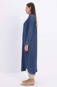 Koyu Mavi-Denim Uzun Gömlek Tunik - 3