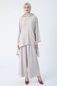 Taş-Asimetrik Kesim Tunikli Bol Paça Pantolonlu Takım - 2