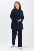İndigo-KAPÜŞONLU KANGURU CEPLİ PANTOLONLU TAKIM thumbnail 1