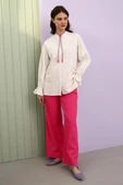 Ekru-Arkası Pile Detaylı Hakim Yaka Gömlek Tunik thumbnail 5