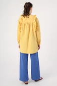 Sarı-Fırfır Detaylı Pamuklu Bisiklet Yaka Gömlek Tunik thumbnail 4