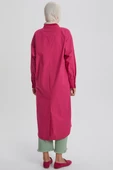 Koyu Pembe-Hakim Yaka Tek Cepli Uzun Gömlek thumbnail 4