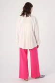 Ekru-Arkası Pile Detaylı Hakim Yaka Gömlek Tunik thumbnail 4
