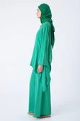 Yeşil-Asimetrik Kesim Tunikli Bol Paça Pantolonlu Takım thumbnail 3