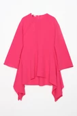 Pembe-Asimetrik Kesim Tunikli Bol Paça Pantolonlu Salaş Takım - 9