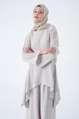 Taş-Asimetrik Kesim Tunikli Bol Paça Pantolonlu Takım - 6