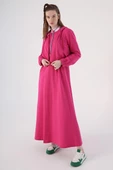 Fuşya-Fermuarlı Kısa Hırkalı Kolsuz Elbiseli Takım thumbnail 1