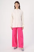 Ekru-Arkası Pile Detaylı Hakim Yaka Gömlek Tunik thumbnail 2