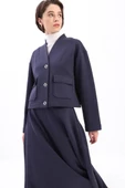 Lacivert-METAL DÜĞMELİ ŞARDONLU ETEKLİ TAKIM thumbnail 1