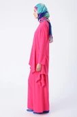 Pembe-Asimetrik Kesim Tunikli Bol Paça Pantolonlu Salaş Takım - 3