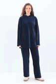 İndigo-KAPÜŞONLU KANGURU CEPLİ PANTOLONLU TAKIM thumbnail 2