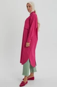 Koyu Pembe-Hakim Yaka Tek Cepli Uzun Gömlek thumbnail 3