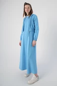 Mavi-Fermuarlı Kısa Hırkalı Kolsuz Elbiseli Takım thumbnail 1