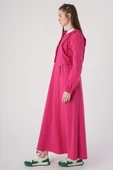 Fuşya-Fermuarlı Kısa Hırkalı Kolsuz Elbiseli Takım thumbnail 3