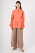 Turuncu-Arkası Pile Detaylı Hakim Yaka Gömlek Tunik thumbnail 2