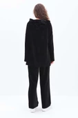 Siyah-KAPÜŞONLU KANGURU CEPLİ PANTOLONLU TAKIM thumbnail 4