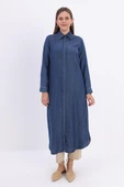 Koyu Mavi-Denim Uzun Gömlek Tunik - 2
