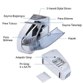 HyMark Kağıt Para Sayma Makinesi Mini Taşınabilir UV Lamba Sahte Para Kontrol - 3