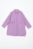 Lila-Büyük Cepli Kuşgözlü Oversize Gömlek thumbnail 6