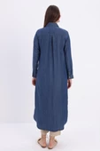 Koyu Mavi-Denim Uzun Gömlek Tunik - 4