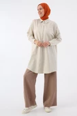 Açık Bej-Büyük Beden Gömlek Tunik thumbnail 1