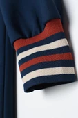 Koyu İndigo-İki Renkli Kapüşonlu Sweat Tunik - 5