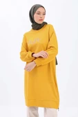 Sarı-YANDAN GARNİ YIRTMAÇLI SWEAT TUNİK - 1