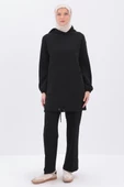 Siyah-Kulplu Kapüşonlu Sweat Tunik thumbnail 2