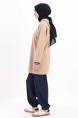 Bej-NAKIŞLI MANŞETİ RİBANALI SWEAT TUNİK - 3