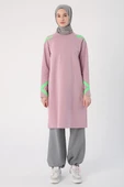 Soft Lila-Neon Şerit Detaylı Sweat Tunik - 2