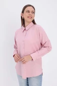 Pembe-Oversize Basic Gömlek - 1
