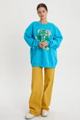 Turkuaz-Baloncuk Baskılı Oversize Sweatshirt thumbnail 2
