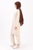 Ekru-YANDAN GARNİ YIRTMAÇLI SWEAT TUNİK thumbnail 3