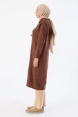 Kahve-Kuşgözlü Kapüşonlu Cepli Sweat Tunik thumbnail 3
