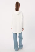 Beyaz-Kapüşonlu Kanguru Cepli Likralı Sweat thumbnail 4