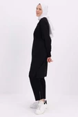 Siyah-NAKIŞLI PİLİKAŞELİ SWEAT TUNİK - 3