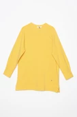 Sarı-Pamuklu Reglan Kol Manşetli Yanları Yırtmaçlı Sweat Tunik thumbnail 7