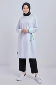 Beyaz-Pamuklu Neon Fermaur Detaylı Sweat Tunik - 1