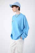 Mavi-Pamuklu Sundream Baskılı Likralı Sweat - 1