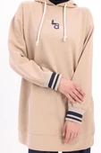 Bej-NAKIŞLI MANŞETİ RİBANALI SWEAT TUNİK - 5