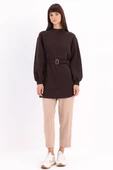 Acı Kahve-Pamuklu Kuşaklı Sweat Tunik thumbnail 2