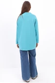 Turkuaz-Bisiklet Yaka Reglan Kol Sweatshirt - 3